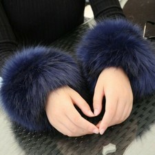 1 Pair Faux Fox Fur Cuffs Fluffy Stretch Wrist Hand Leg Warmer Arm Wristband DIY