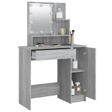 Dressing Table with LED Makeup Vanity Cosmetic Table itzcominghome Wooden grey