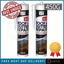 2 x BLACK ROOF GUTTER SEALANT 450G LEAK REPAIR WATERPROOF FOR EXPOSED SURFACES