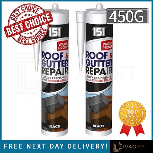 Black roof gutter - black, sealant