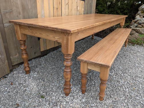 Pine farmhouse table and - table, bench