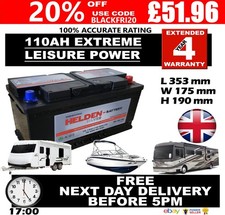 12V 110AH LEISURE BATTERY HEAVY DUTY LOW HEIGHT (110 AH AMP)100% ACCURATE RATING