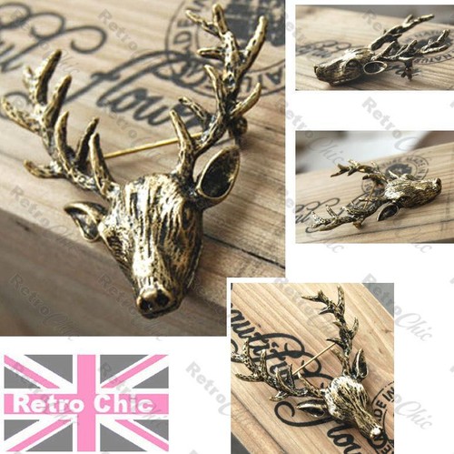 Large antique brass stag - antique,