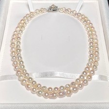 Double-strand Akoya baroque pearl necklace, party size, 6.9-7.4mm, O278