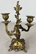 Antique French Rococo 2-Arm Gilded Candelabra with Porcelain Plaque (Lot 3610)