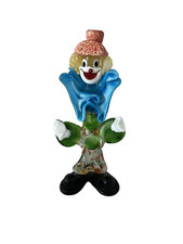Vintage Multicoloured Murano Style Glass Clown Figurine  9" - FREE POSTAGE