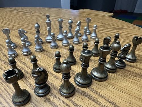 Pewter vintage chess - chess, pieces