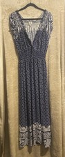 Stella Morgan Size 16 Blue Patterned V Neck Maxi Dress