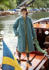🎁 Embroidered Serene Venezia Verona Green Teal Blue Gudrun Sjoden Coat L 16