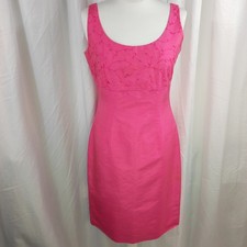 Liz Claiborne Vintage Womens Pink Wiggle Dress Size UK 10 Sleeveless Raw Silk
