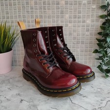Dr Martens 1460 Vegan Lace Up Cambridge Brush Boots. UK Size 3. Cherry Red