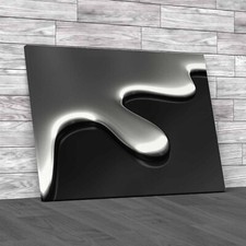 Mercury Chrome Abstract Liquid Meta Data Black White Canvas Print Large Picture