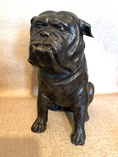 Vintage bronzed metal bulldog - metal,