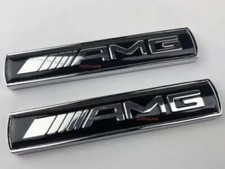 2 X MERCEDES AMG BLACK Side Wing Badge Emblem  C E A S SL SLK CLASS 