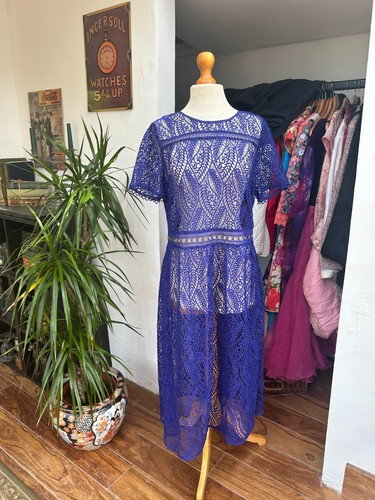 Bibba crocheted dress royal - dress,