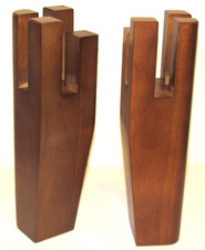 2 Thuma Classic Bed Frame Legs Walnut Brown Finish NEW Solid Rubberwood