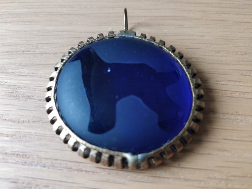 Vintage cameo pendant - pendant, blue