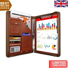 Elegant A4 Zipped Leather Portfolio with 3-Ring Binder – Professional Organizer