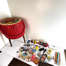 Vtg Singer Sewing Basket Stool