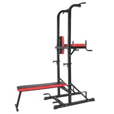 Power Tower Dip Station with Bench and Pull-Up Tower Bar Multi Range Exercise