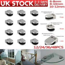 24X Glass Clamp Stainless Steel 304 Clip Flat Back Bracket For Balustrade 6-12MM