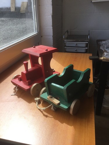 Hand made wooden train - wooden, set
