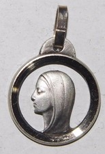 Beautiful Open Work Silver Holy Medal Virgin Mary Our Lady of Lourdes Religious
