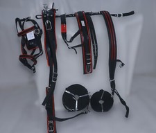 NYLON WEBBING DRIVING HARNESS TWO TONE FOR SINGLE HORSE BLACK RED COMBINATION