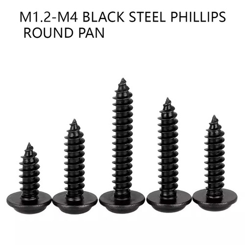 Black steel phillips - black, round