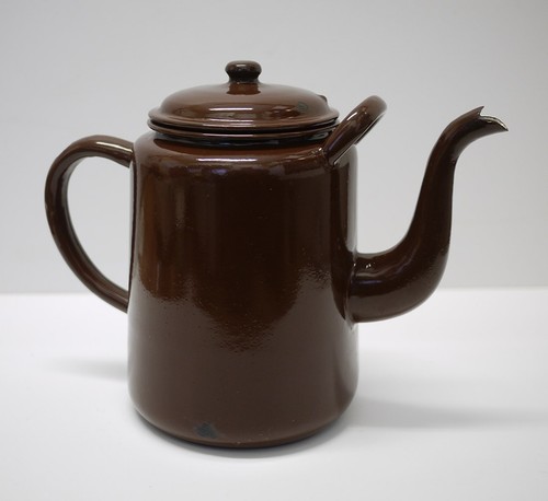 Vintage large brown enamel - brown,