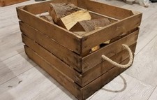 LOG BASKET / FIRE WOOD STORAGE - FIRE PIT KINDLING BOX  Old Wooden Apple Crate