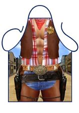 MEN'S FUN SEXY NOVELTY APRON, SEXY COWBOY GUNSLINGER WILD WEST BBQ OR KITCHEN