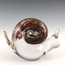 MARKED Wedgwood Speckled Brown Glass Snail Sculpture RSW268