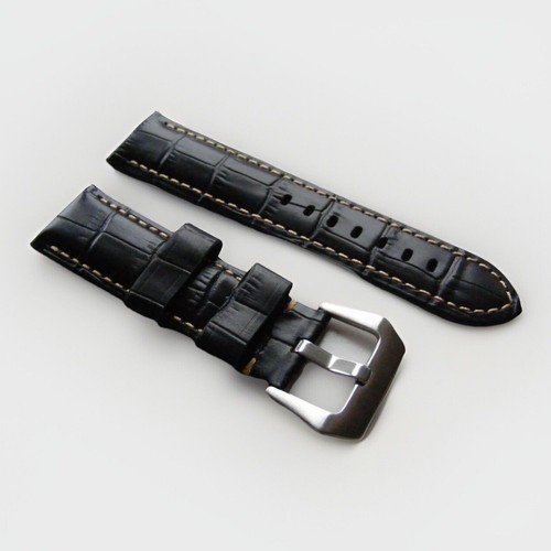 24mm black grain leather - grain,