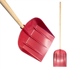Snow Shovel Heavy Duty Plastic Head Handle Large Mucking Out Scoop Pusher Wide