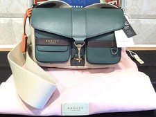 RADLEY LONDON GARRICK STREET QUILTED LEATHER BAG GREEN & CREAM CROSSBODY BNWT