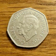 2023 No Privy, King Charles III Salmon 50p coin.