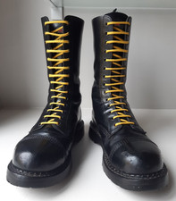 UK9 Grinders ‘Herald’ 14 hole Black leather Steel toe Ranger boots Skinhead