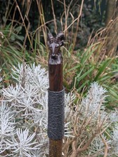 Hand Carved Wooden Rams Head Topped Walking/Hiking Stick /47inch Hazel