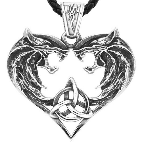 Viking wolf heart necklace - viking,