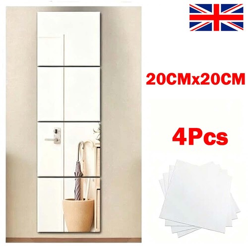 Square mirror tiles - 4x, 20x20cm