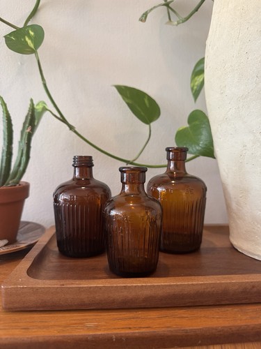Vintage amber glass poison - amber,
