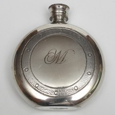 English Pewter Round Hip Flask