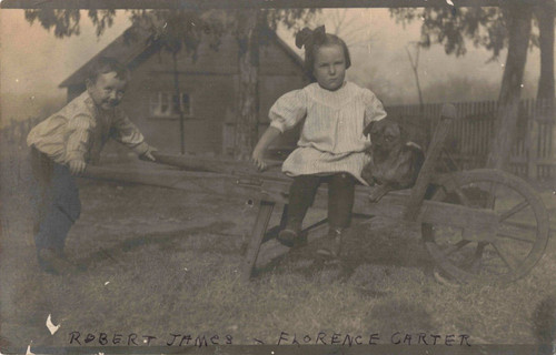 Rppc boy and girl - girl, on