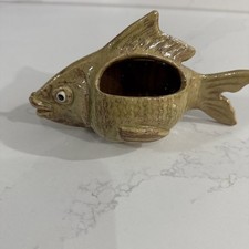 Studio Pottery Puffer Fish Shaped Posy Vase Green Glaze Retro Mid Century 1960s