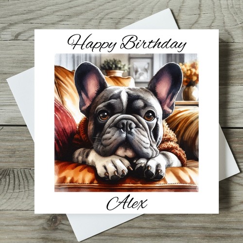 French bulldog card - french,
