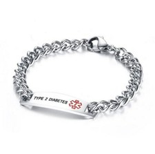 Medical Alert Bracelet DIABETIC, Epilepsy, PACEMAKER Stainless Steel Curb Chain