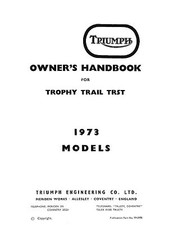 Triumph Owners Manual Book 1973 Trophy Trail TR5T