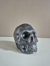 Skull Ornament Silver Grey Hand Cast Resin Ornament H5.5cm L7.5cm One Off Item