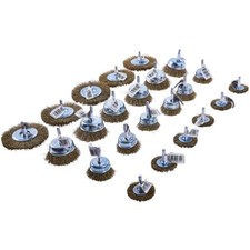 AMTECH 24pc WIRE BRUSH SET HARDENED & TEMPERED CRIMPED STEEL WIRE WHEELS